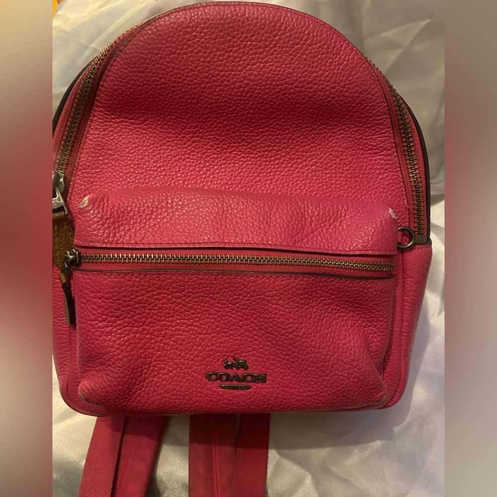 Bright pink coach featuring Keith Haring mini backpack